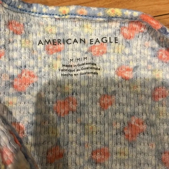 3/$20 American Eagle ribbed tank baby blue, yellow, coral - Picture 4 of 4